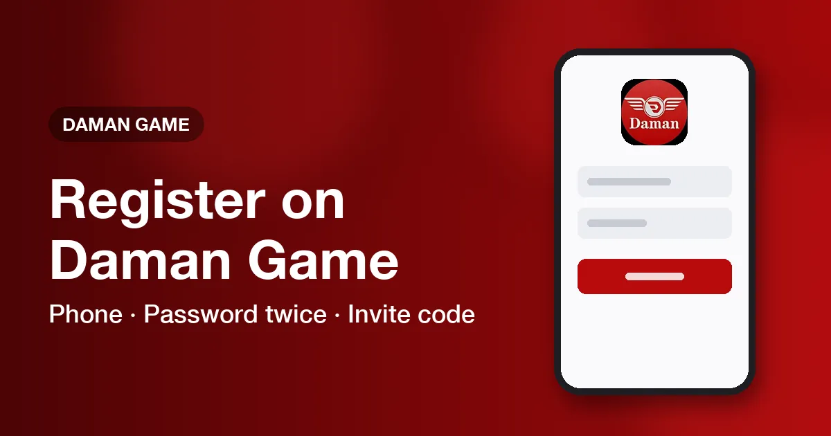 Banner for the Daman Game registration guide showing the sign-up form fields